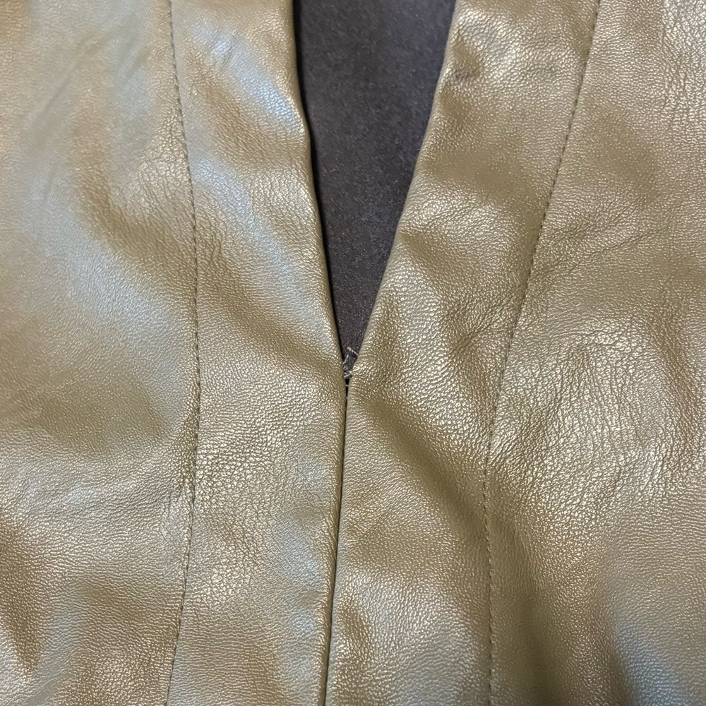 Olive Green Sleeveless Leather Dress size S/M - Picture 4 of 5